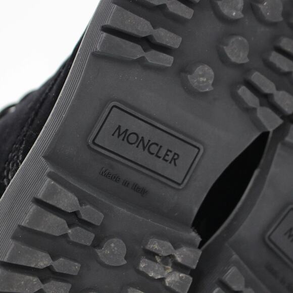 Moncler Patty Black Velvet Leather Trim Lace Up Tie Combat Boots 36 Ankle Bootie - Picture 8 of 9